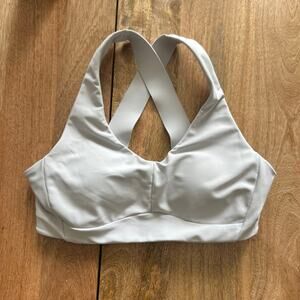 Athleta (XS) Off White High Impact Crossback Sports Bra Hook & Eye Back Closure